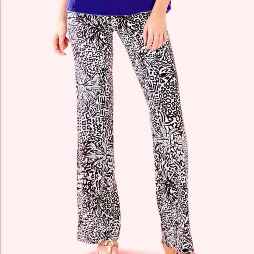 Lily Pulitzer Georgia May Palazzo Pants in Onyx Home Slice size: Medium - Picture 3 of 3